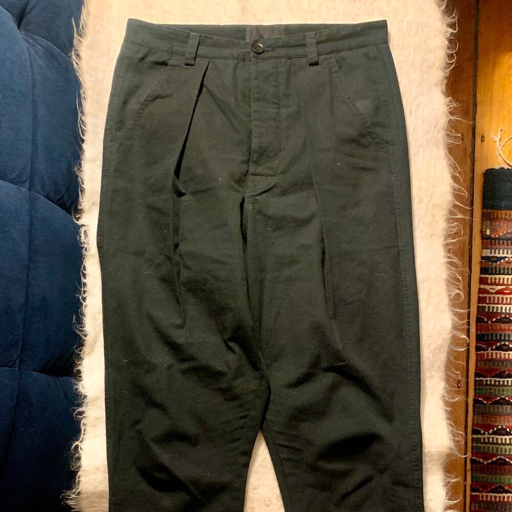 R Swiader Size Black Pleated Trousers